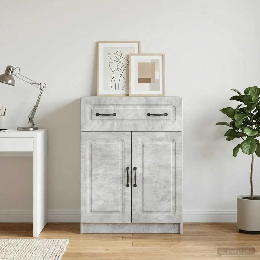 Buffet Gris béton 66 x 34,5 x 87 cm Bois d'ingénierie