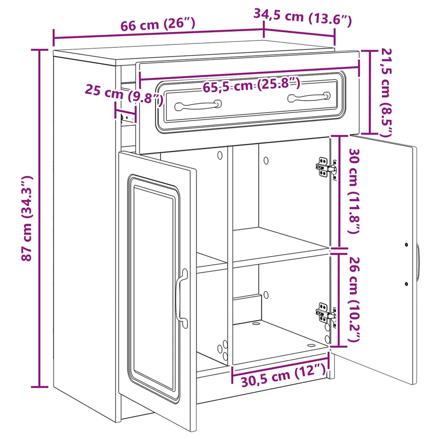 Buffet Gris béton 66 x 34,5 x 87 cm Bois d'ingénierie - 10