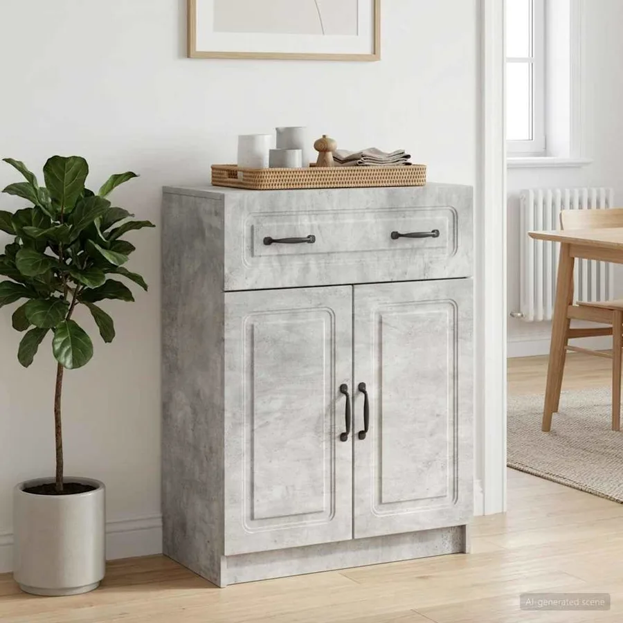 Buffet Gris béton 66 x 34,5 x 87 cm Bois d'ingénierie - 4