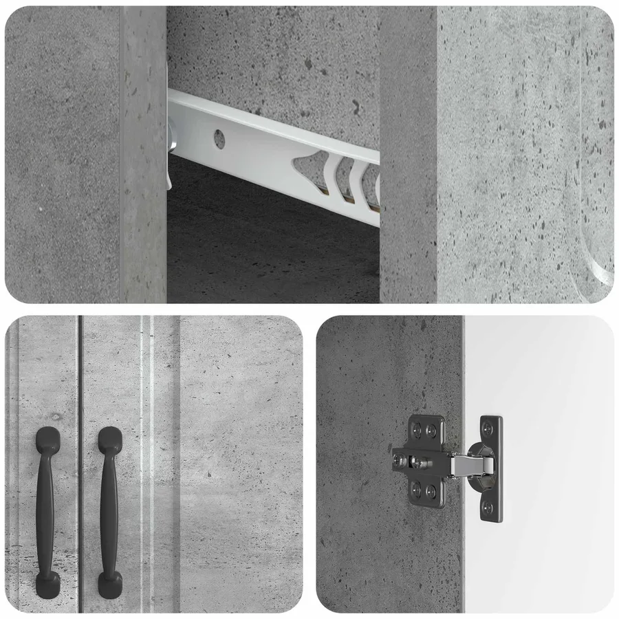Buffet Gris béton 66 x 34,5 x 87 cm Bois d'ingénierie - 9