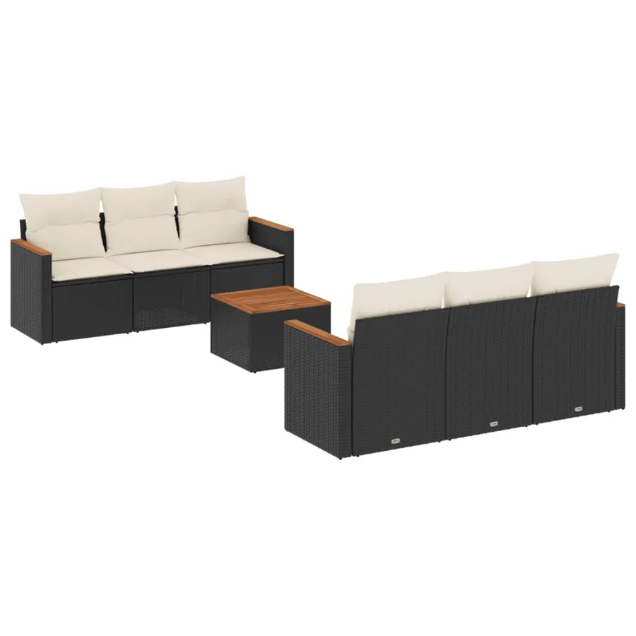 Salon de jardin 7 pcs avec coussins noir résine tressée 55 x 62 x 69 cm - 57,8 kg - 2