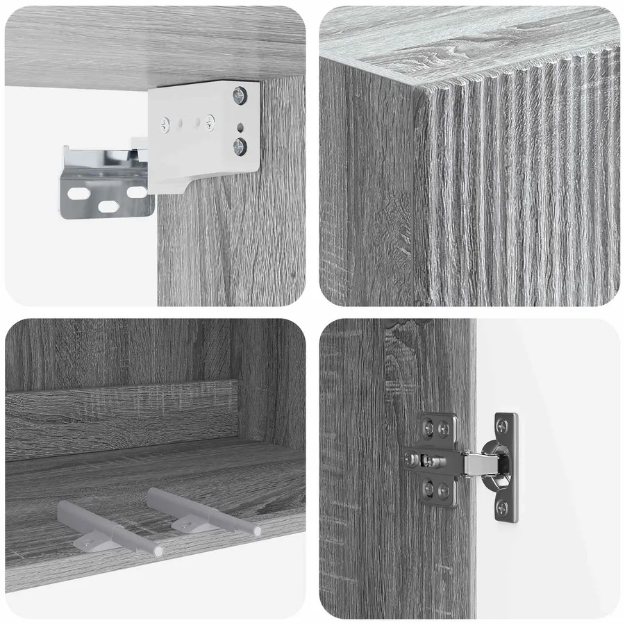 Armoire Murale Sonoma gris 66 x 34,5 x 90 cm Bois d'ingénierie - 7