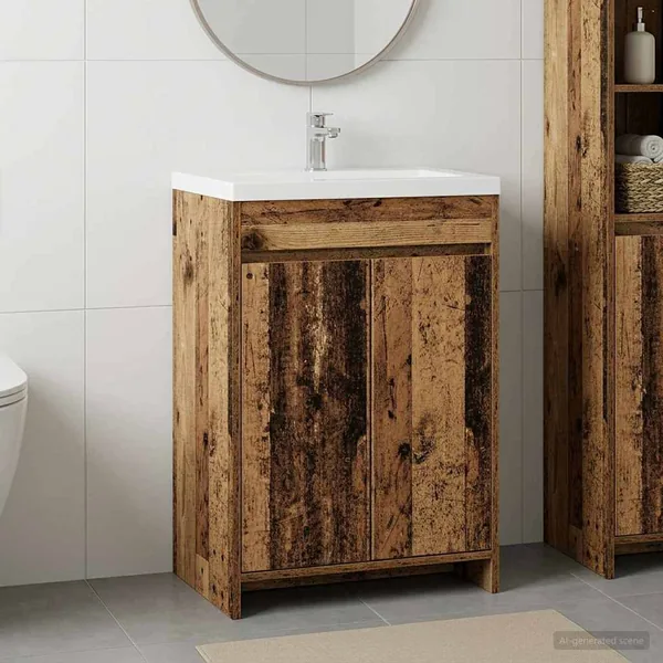 Meuble sous lavabo de salle de bain Bois ancien