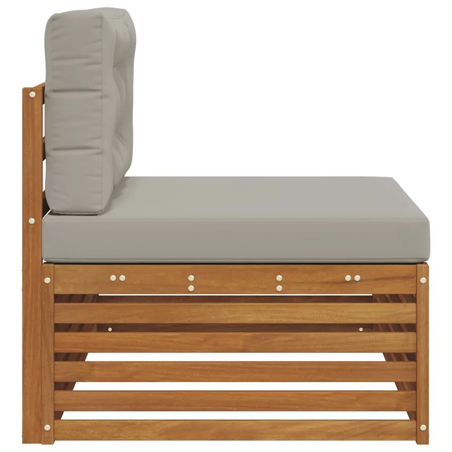 Canapé d'extérieur extrémité 3 Pièce Gris Naturel et Clair - 5