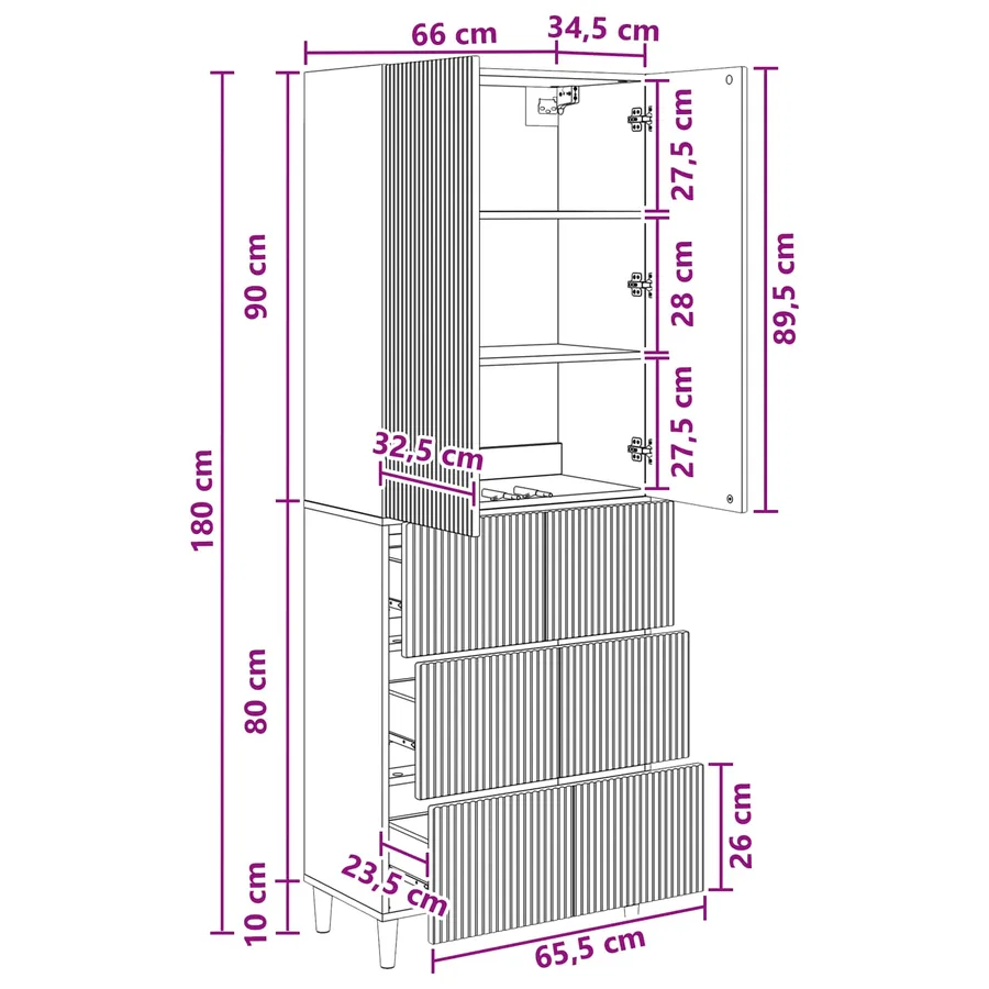 Ensemble de Meubles 2 pcs 66 x 34,5 x 90 cm Bois d'ingénierie - 10