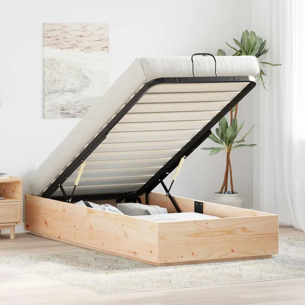 Cadre de lit ottoman avec rangement Naturel 90 x 200 cm