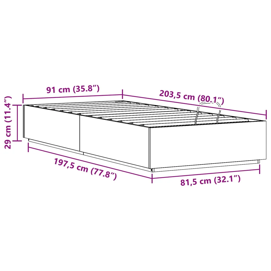 Cadre de lit ottoman avec rangement Naturel 90 x 200 cm - 12