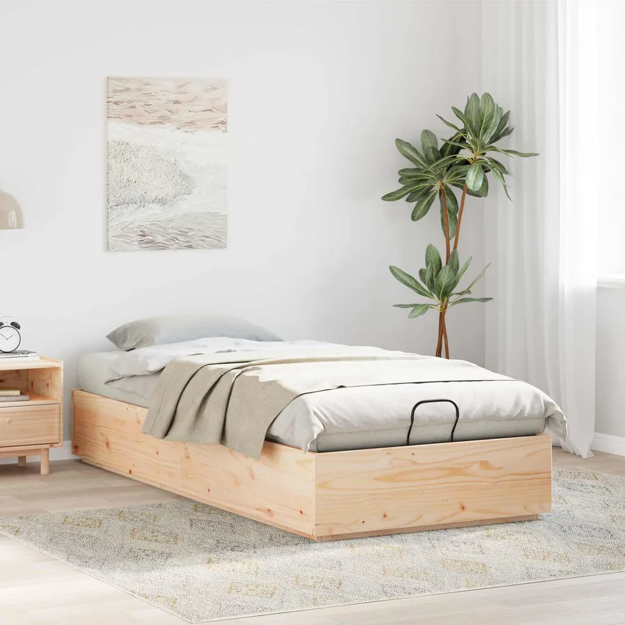 Cadre de lit ottoman avec rangement Naturel 90 x 200 cm - 4