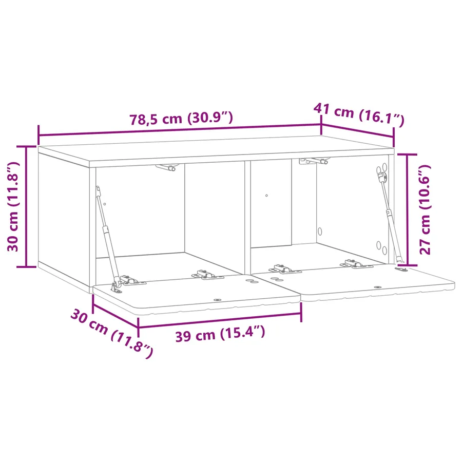 Meuble TV mural 78,5 x 41 x 30 cm Chêne Sonoma - 11