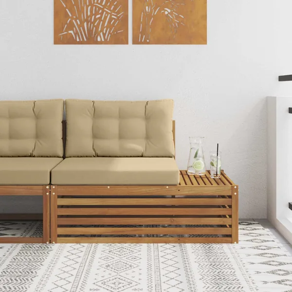Canapé d'extérieur extrémité 3 Pièce Naturel et Beige