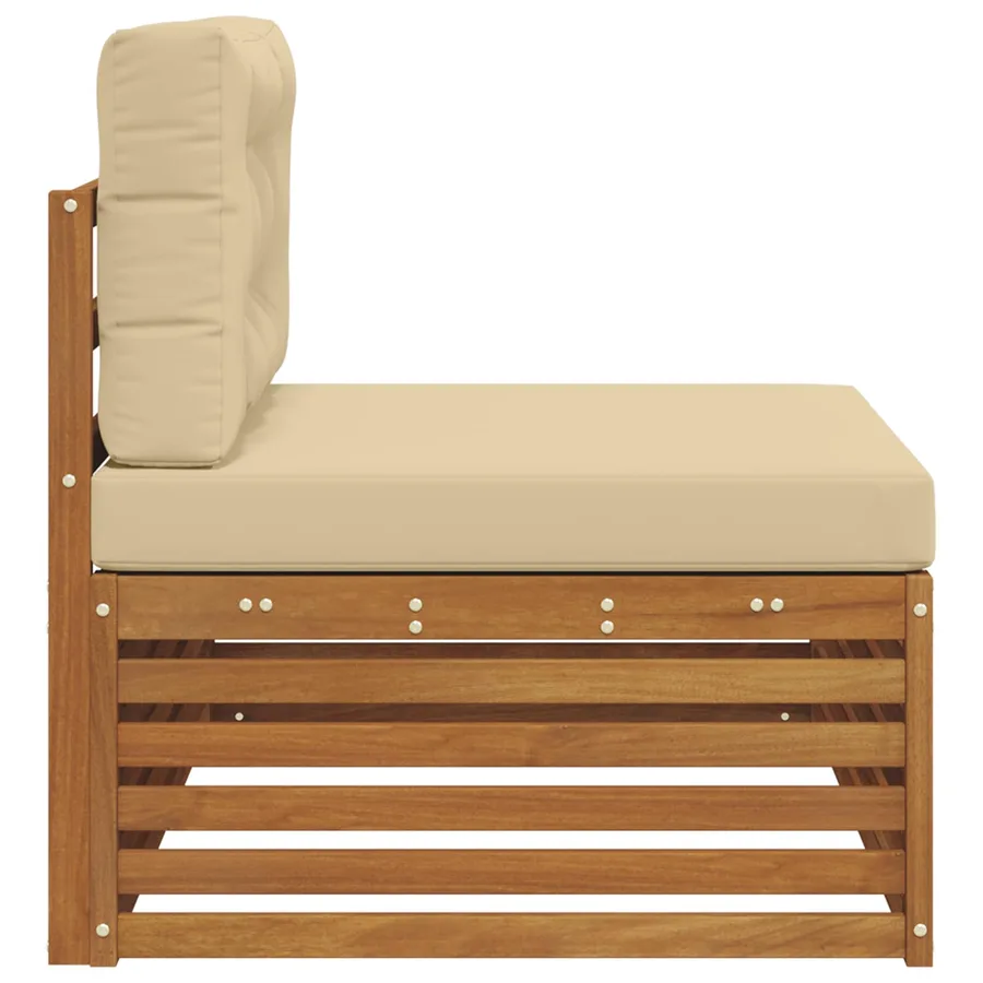 Canapé d'extérieur extrémité 3 Pièce Naturel et Beige - 5