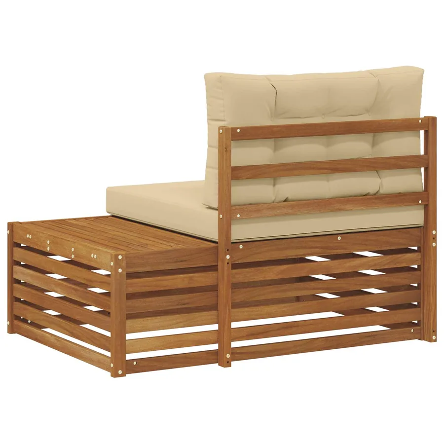 Canapé d'extérieur extrémité 3 Pièce Naturel et Beige - 6