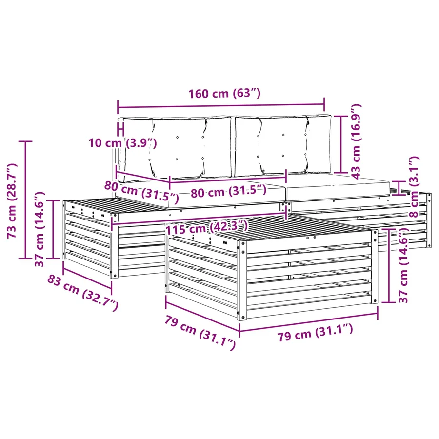 Ensemble de canapés d'extérieur 3 Pièce Naturel et Beige - 11