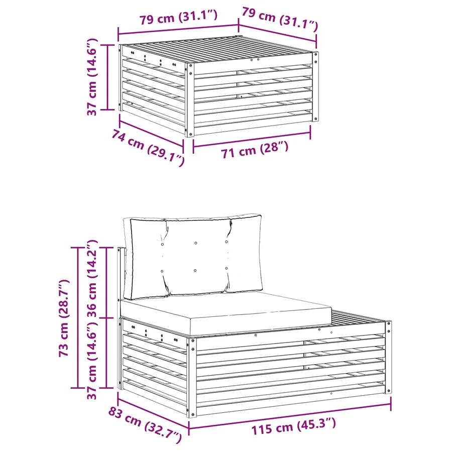 Ensemble de canapés d'extérieur 3 Pièce Naturel et Beige - 12