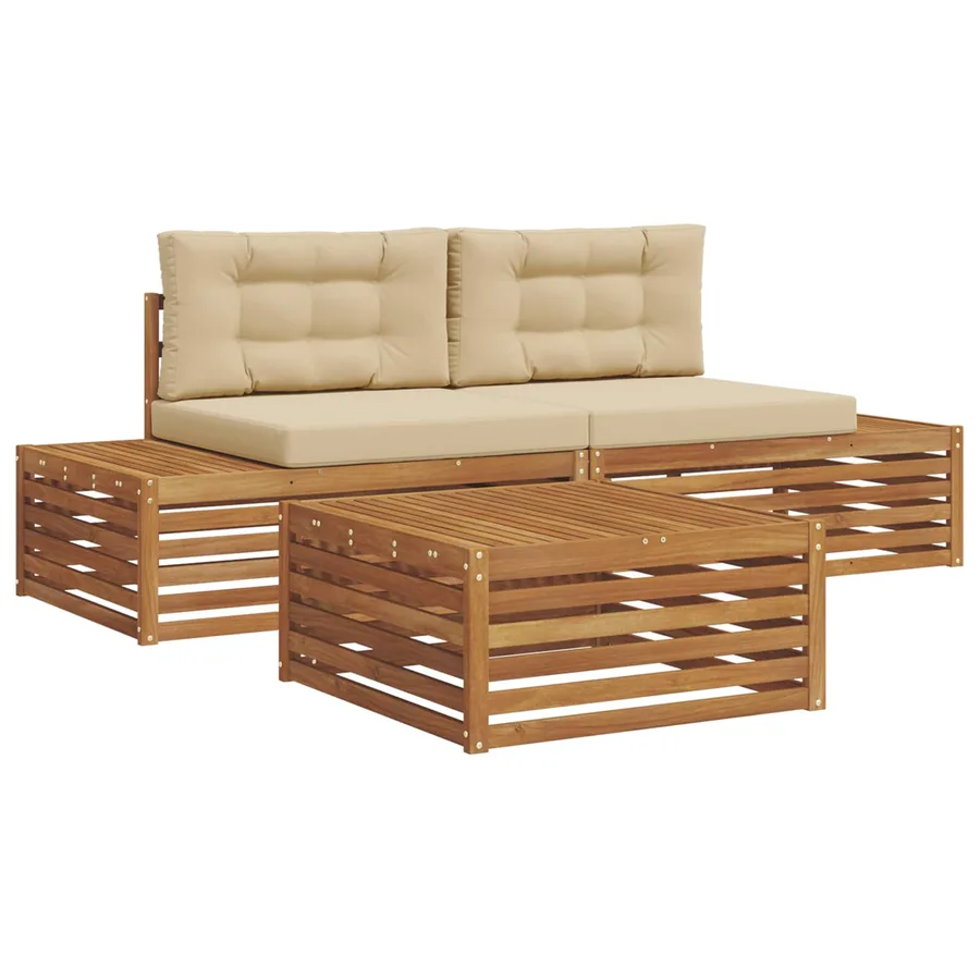 Ensemble de canapés d'extérieur 3 Pièce Naturel et Beige - 2