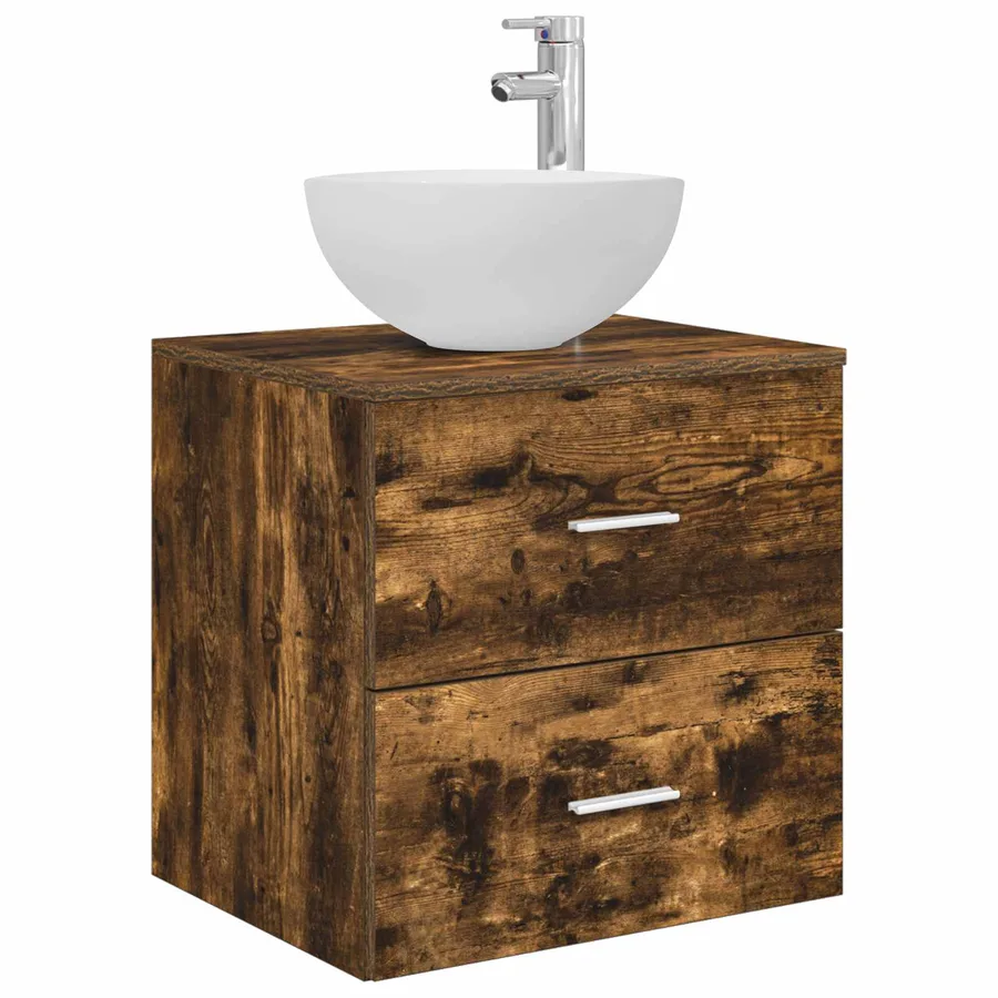 Meuble lavabo mural Chêne fumé 49,5 x 35 x 63 cm - 2