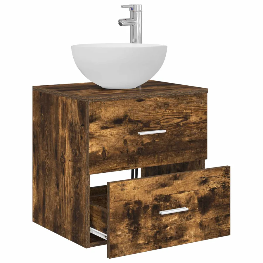 Meuble lavabo mural Chêne fumé 49,5 x 35 x 63 cm - 3
