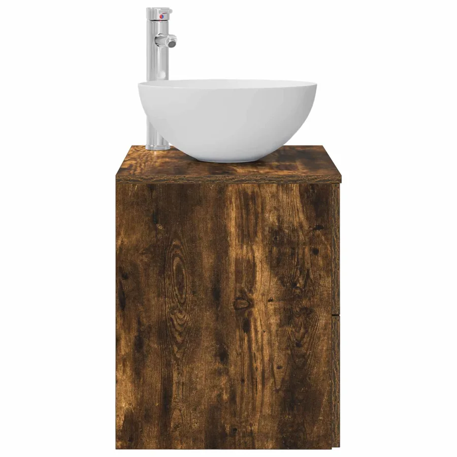 Meuble lavabo mural Chêne fumé 49,5 x 35 x 63 cm - 4
