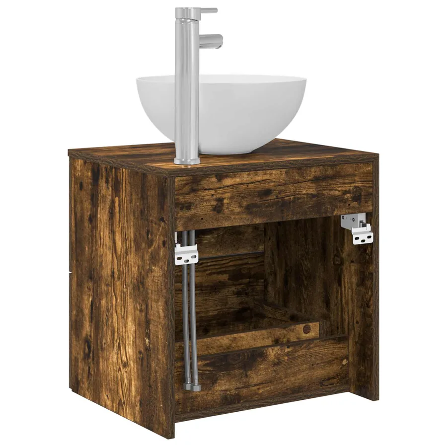 Meuble lavabo mural Chêne fumé 49,5 x 35 x 63 cm - 5