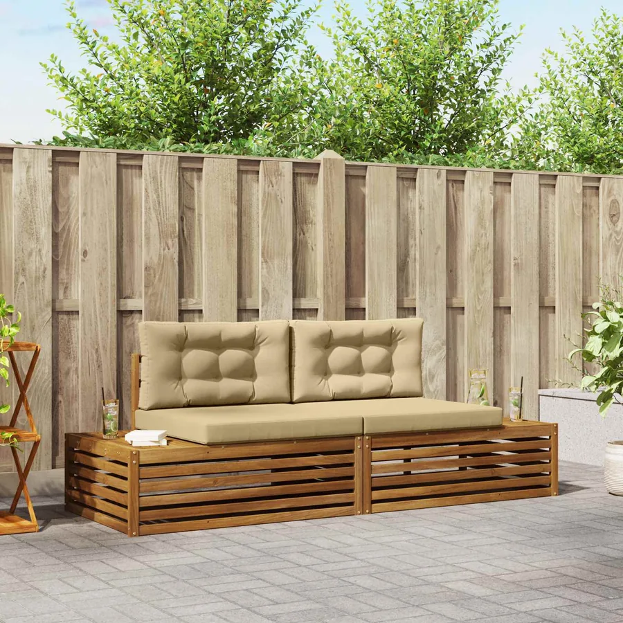 Ensemble de canapés d'extérieur avec coussin Naturel et Beige