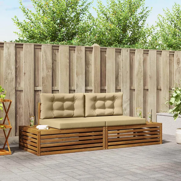 Ensemble de canapés d'extérieur avec coussin Naturel et Beige