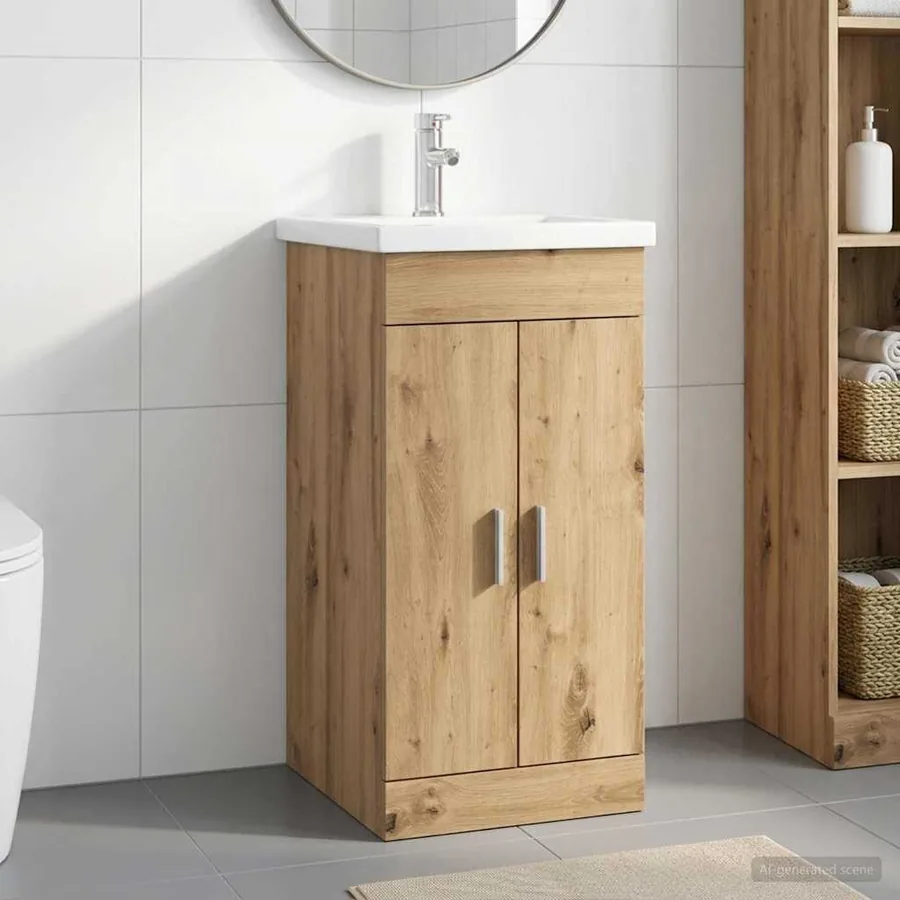Meuble de salle de bain avec évier Chêne artisanal