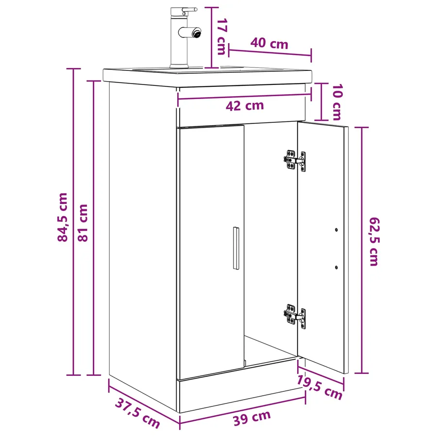 Meuble de salle de bain avec évier Chêne artisanal - 8