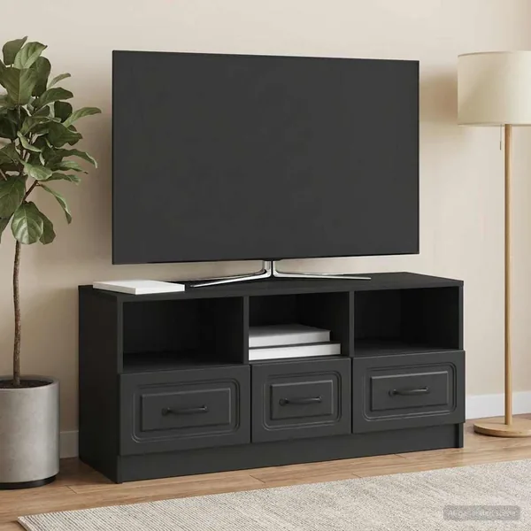 Meuble TV avec tiroir Noir 102 x 34,5 x 47 cm Bois d'ingénierie