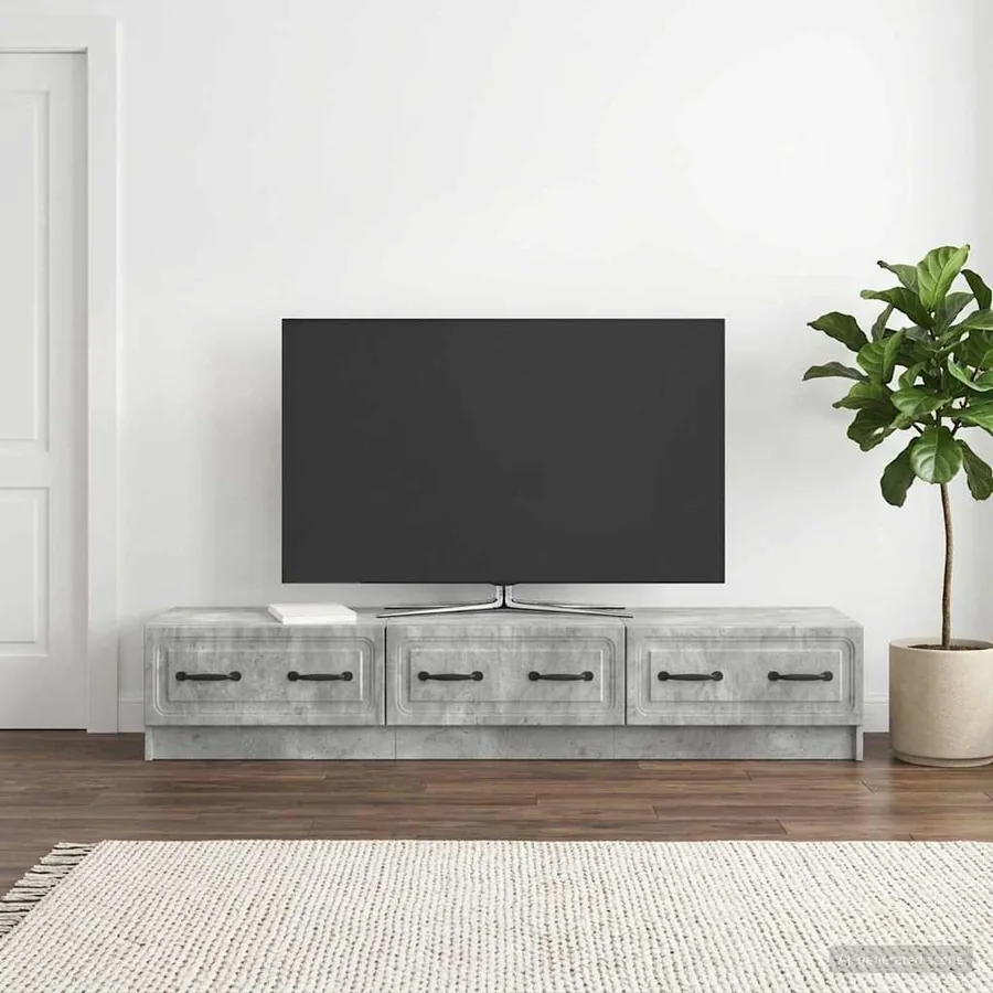 Meuble TV Gris béton 147 x 34,5 x 27 cm Bois d'ingénierie