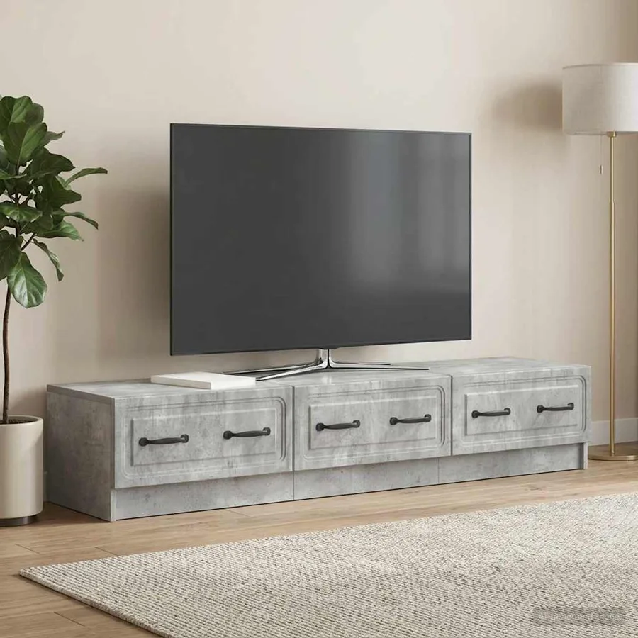 Meuble TV Gris béton 147 x 34,5 x 27 cm Bois d'ingénierie - 4