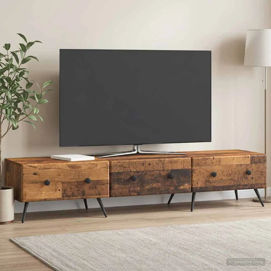 Meuble TV Bois ancien 147 x 34,5 x 30 cm Bois d'ingénierie - 4