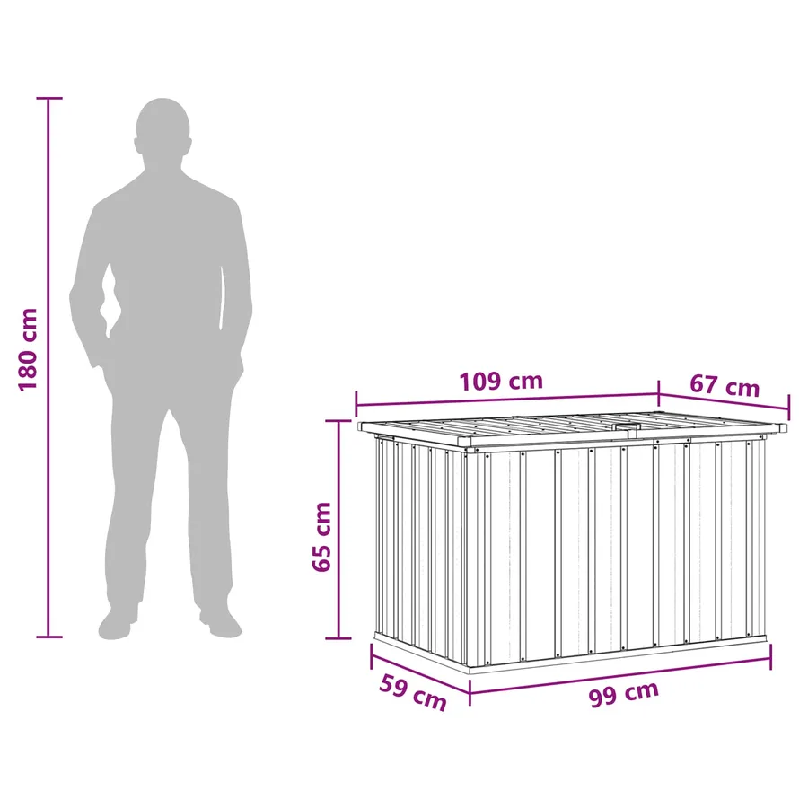 Boîte de Rangement Extérieure bois 109 x 67 x 65 cm - 7