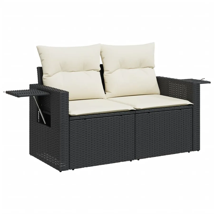 Salon de jardin avec coussins 13 pcs noir résine tressée - 3