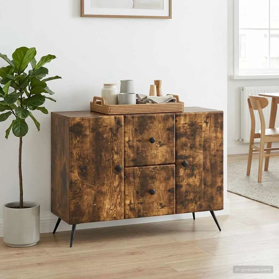 Buffet Chêne fumé 89 x 34,5 x 60 cm Bois d'ingénierie - 4