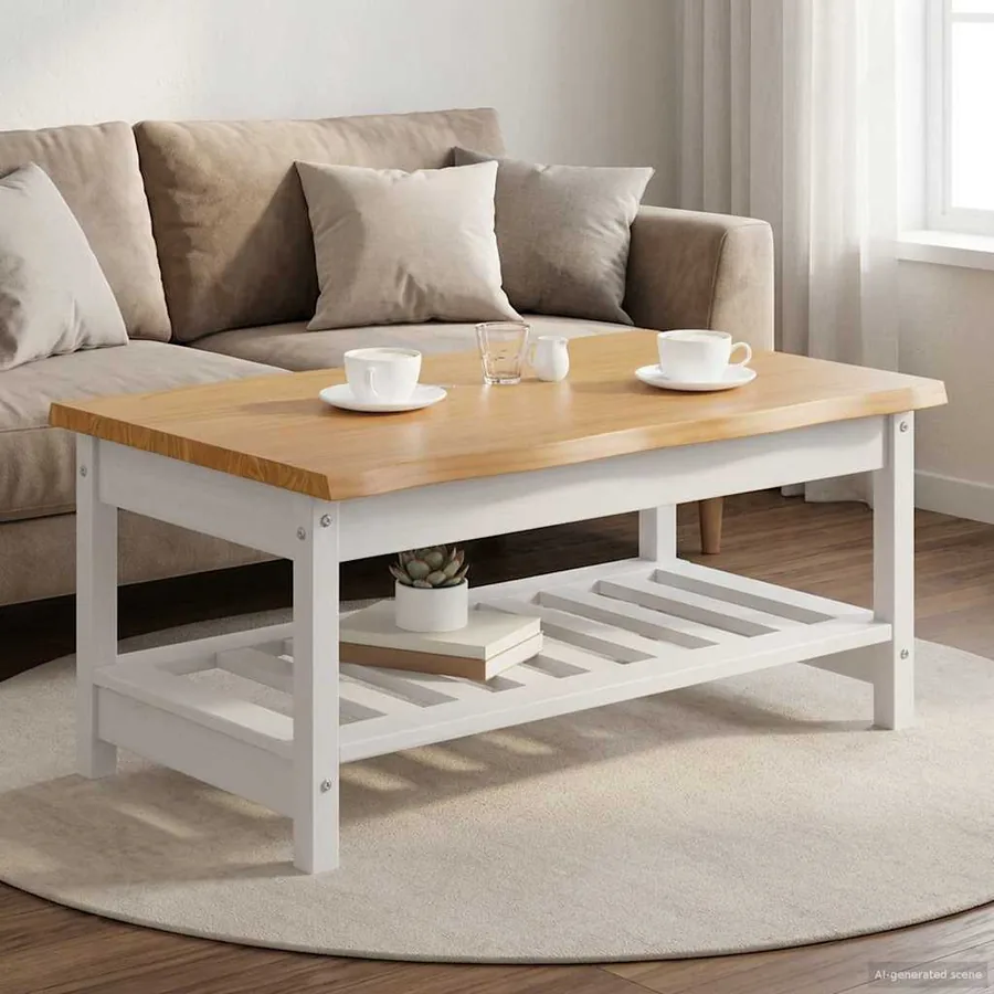 Table basse EKAI Blanc 100 x 60 x 45,5 cm Bois de pin massif