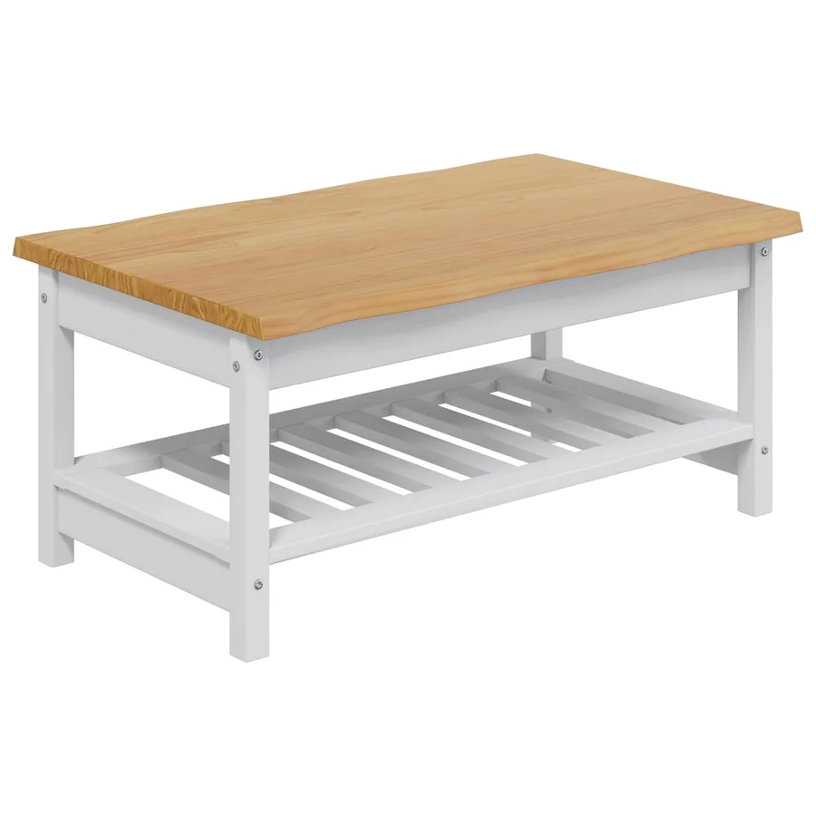 Table basse EKAI Blanc 100 x 60 x 45,5 cm Bois de pin massif - 2