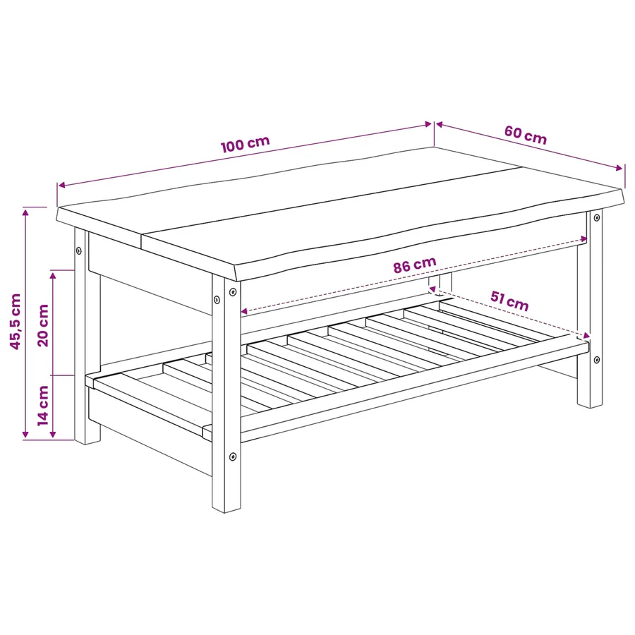 Table basse EKAI Blanc 100 x 60 x 45,5 cm Bois de pin massif - 9