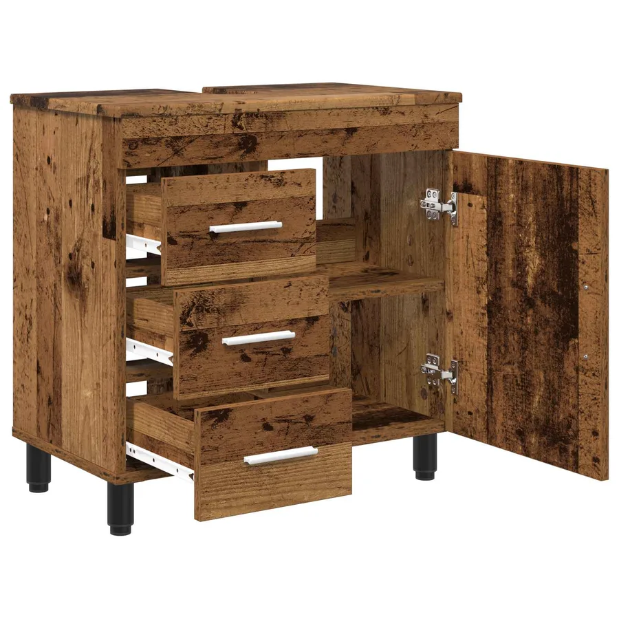 Unité de vanité de salle de bain Bois ancien 60 x 35 x 60 cm - 4