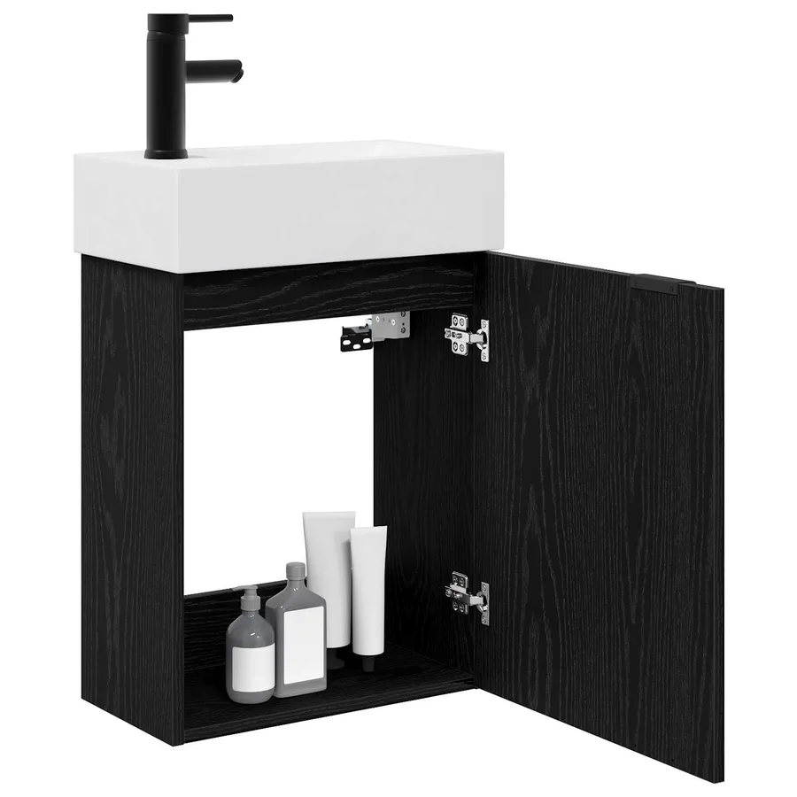 Meuble de salle de bain avec robinet Chêne noir - 3