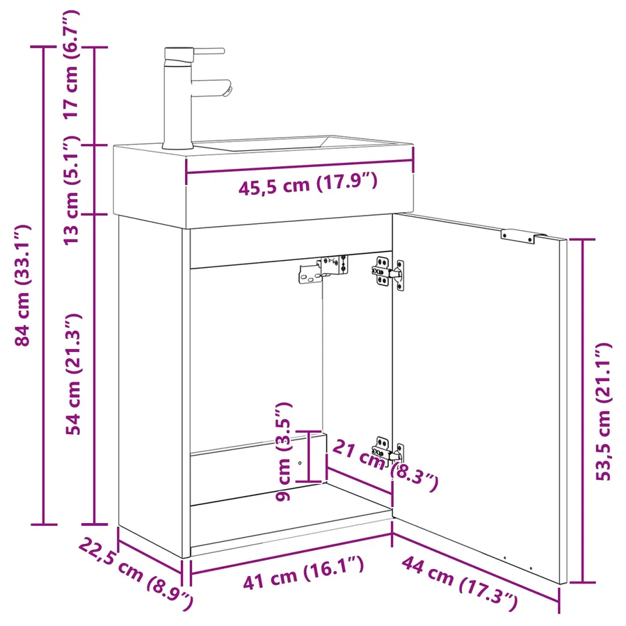 Meuble de salle de bain avec robinet Chêne noir - 8