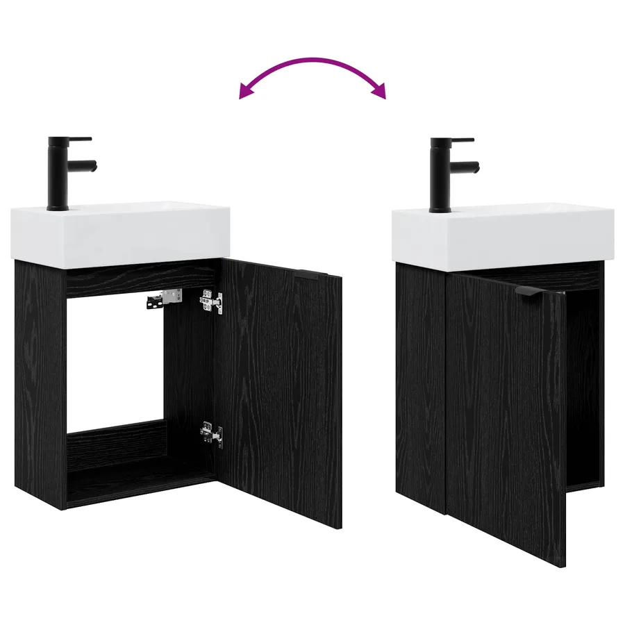 Meuble de salle de bain avec robinet Chêne noir - 9