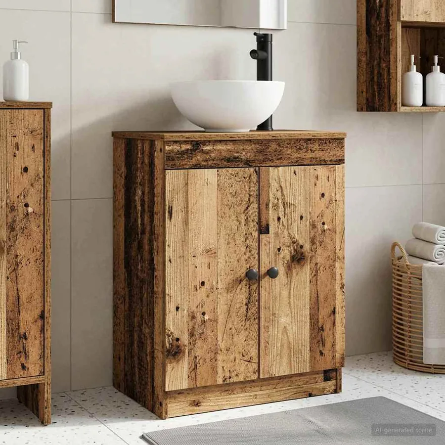 Meuble de salle de bain avec évier Bois ancien 54 x 35 x 83 cm