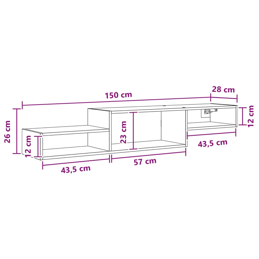 Meuble TV mural Montage mural Blanc 150 x 28 x 26 cm - 10