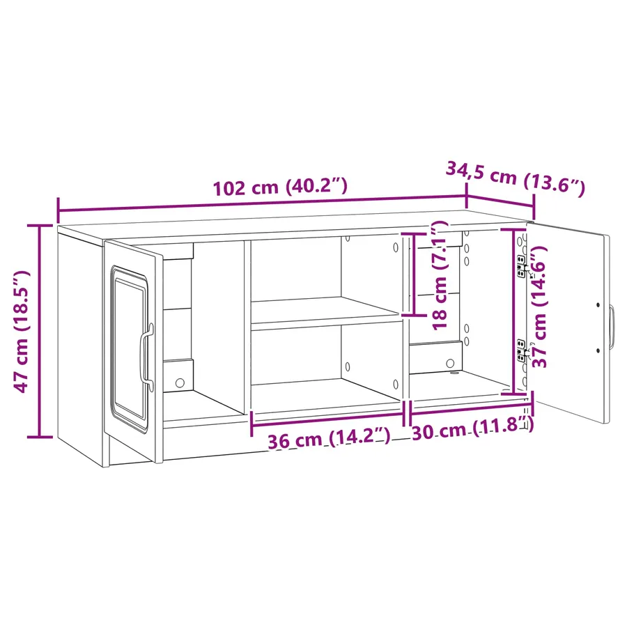 Meuble TV Blanc 102 x 34,5 x 47 cm Bois d'ingénierie - 11