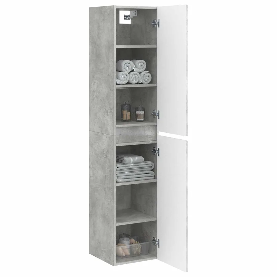 Cabinet de Salle de Bain Mural Gris béton 33 x 34,5 x 160 cm - 3