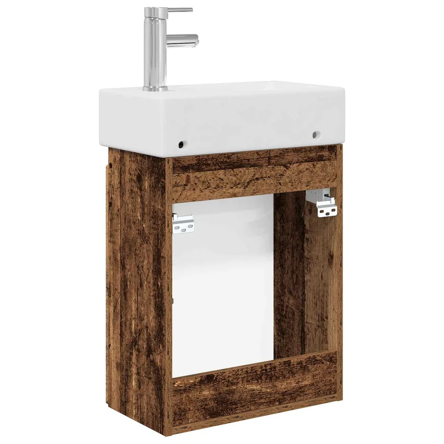 Meuble de salle de bain avec robinet Bois ancien - 7