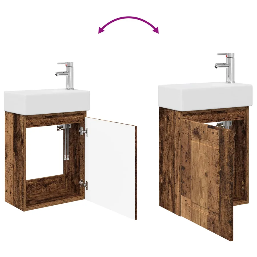 Meuble de salle de bain avec robinet Bois ancien - 9