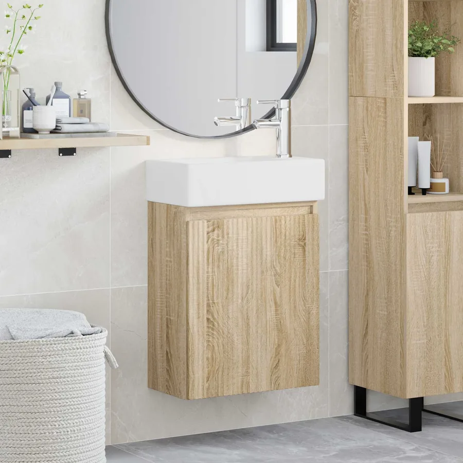 Meuble de salle de bain avec robinet Chêne Sonoma