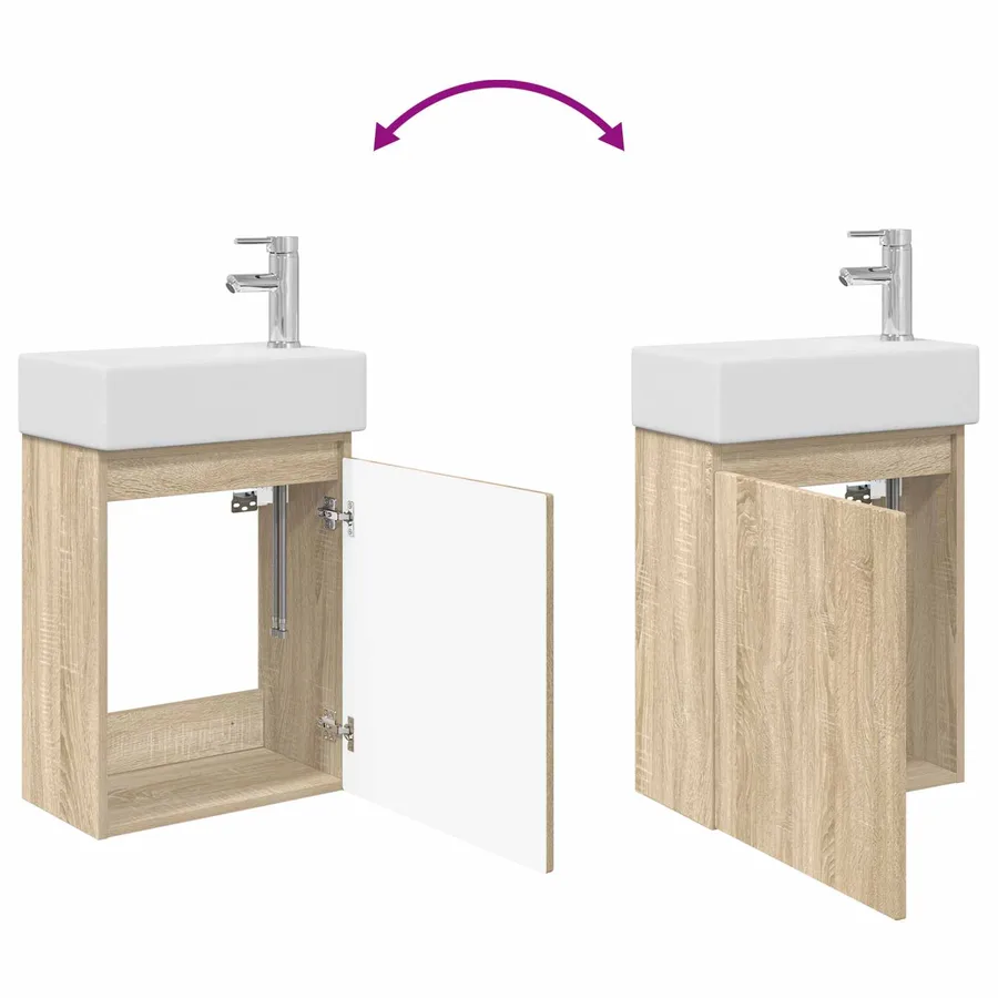 Meuble de salle de bain avec robinet Chêne Sonoma - 9