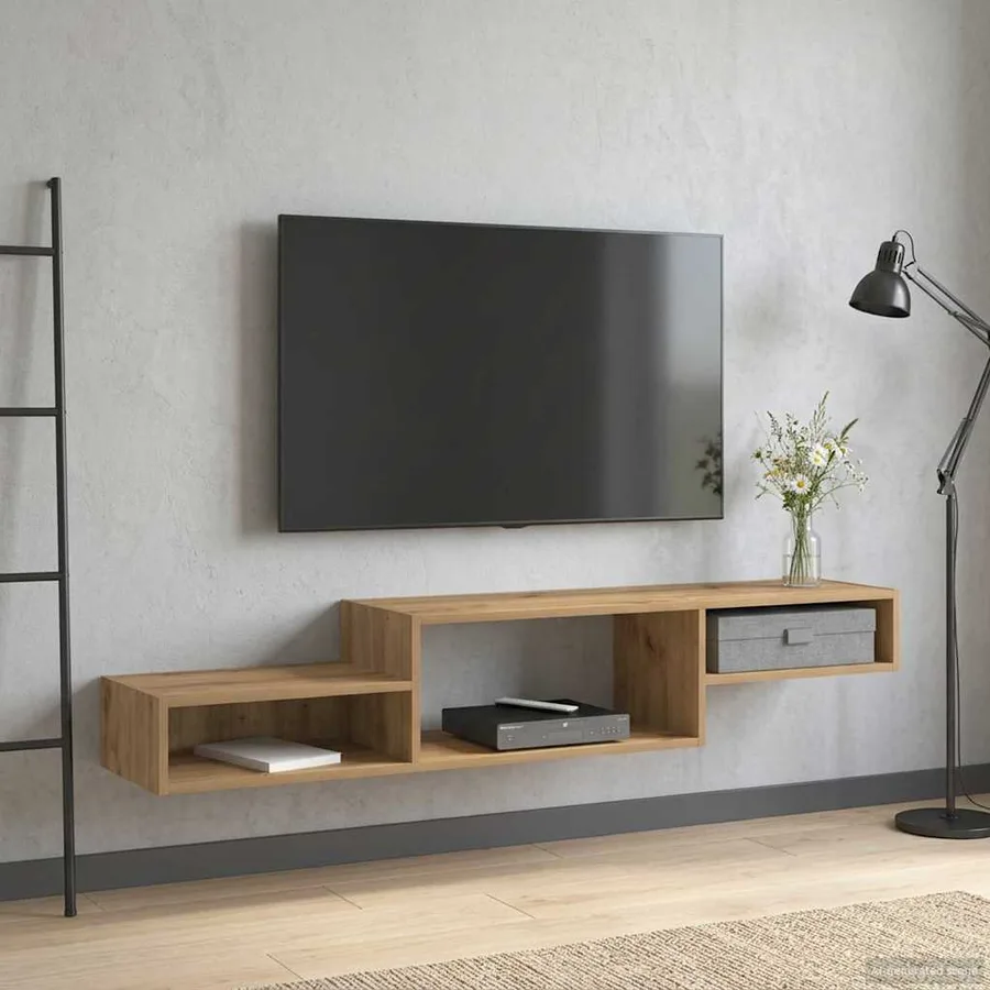 Meuble TV mural Montage mural Chêne artisanal 150 x 28 x 26 cm - 4